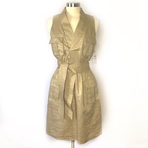 Laundry Gold Brushed Linen Safari Dress NWT -Sz 10